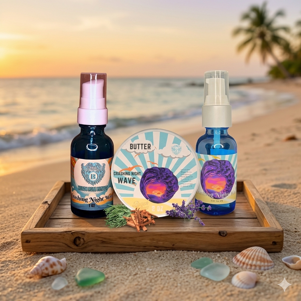 Crashing Night Wave Complete Set -Beard Oil, Beard Butter, Liquid Beard Butter