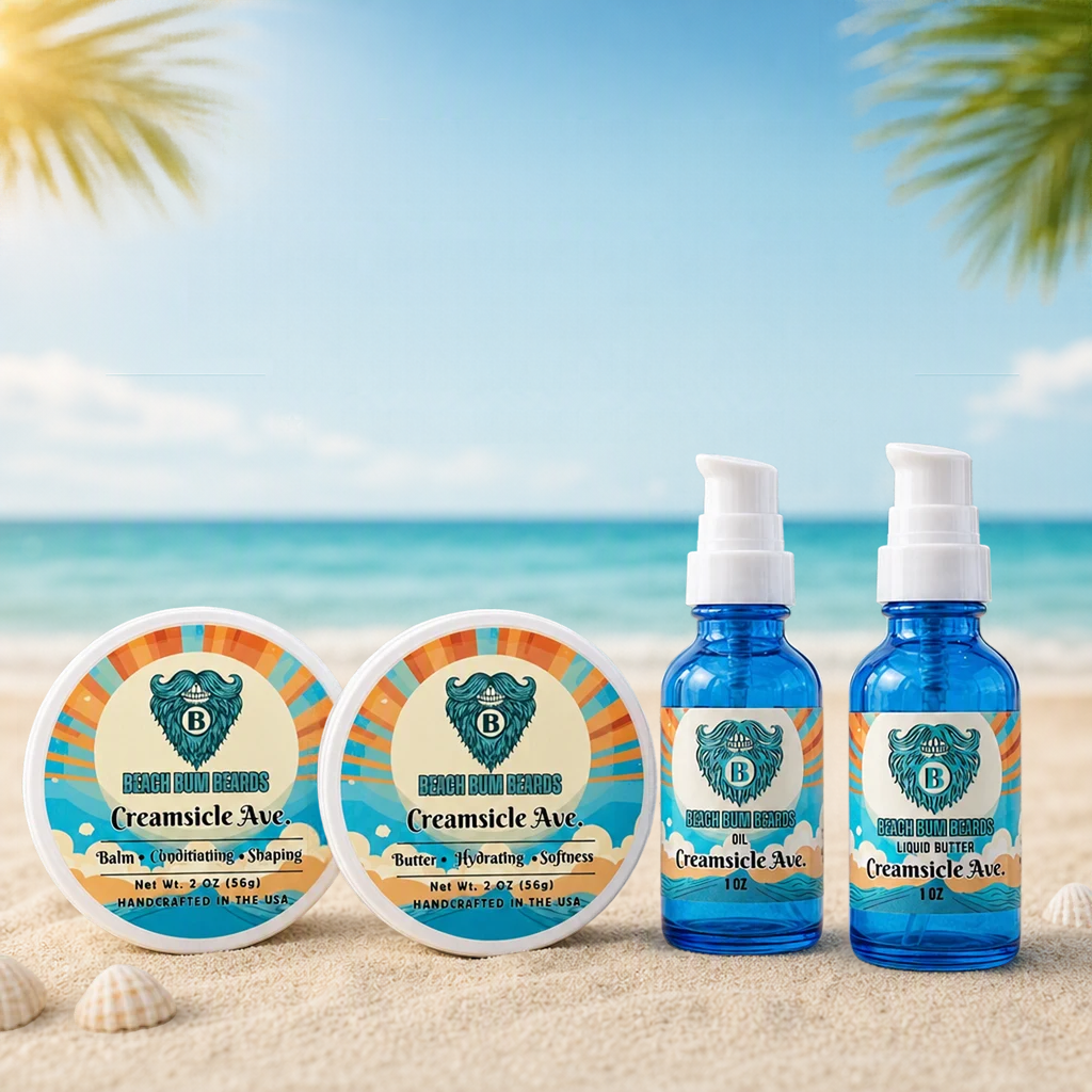 Creamsicle Ave. Complete Set -Beard Oil, Beard Butter, Beard Balm, Liquid Beard Butter