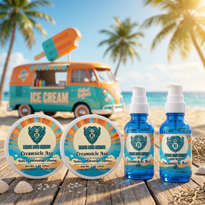 Creamsicle Ave. Complete Set -Beard Oil, Beard Butter, Beard Balm, Liquid Beard Butter