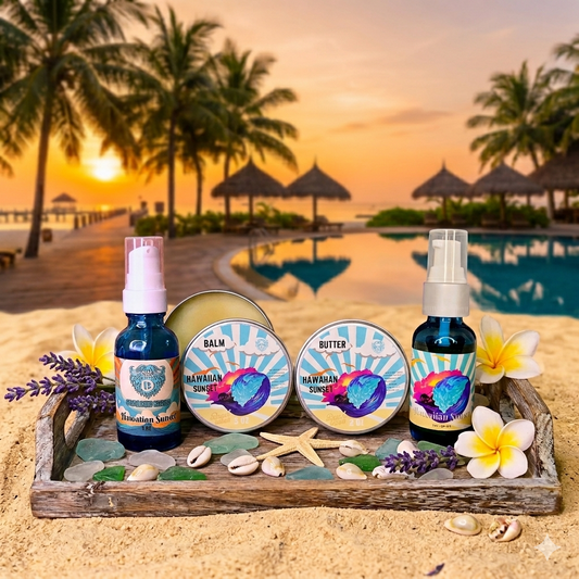 Hawaiian Sunset Complete Set -Beard Oil, Beard Butter, Beard Balm, Liquid Beard Butter