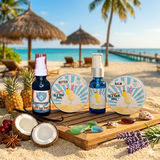 Old San Juan Complete Set -Beard Oil, Beard Butter, Beard Balm, Liquid Beard Butter