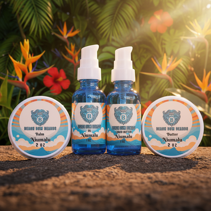 Niumalu Complete Set -Beard Oil, Beard Butter, Beard Balm, Liquid Beard Butter
